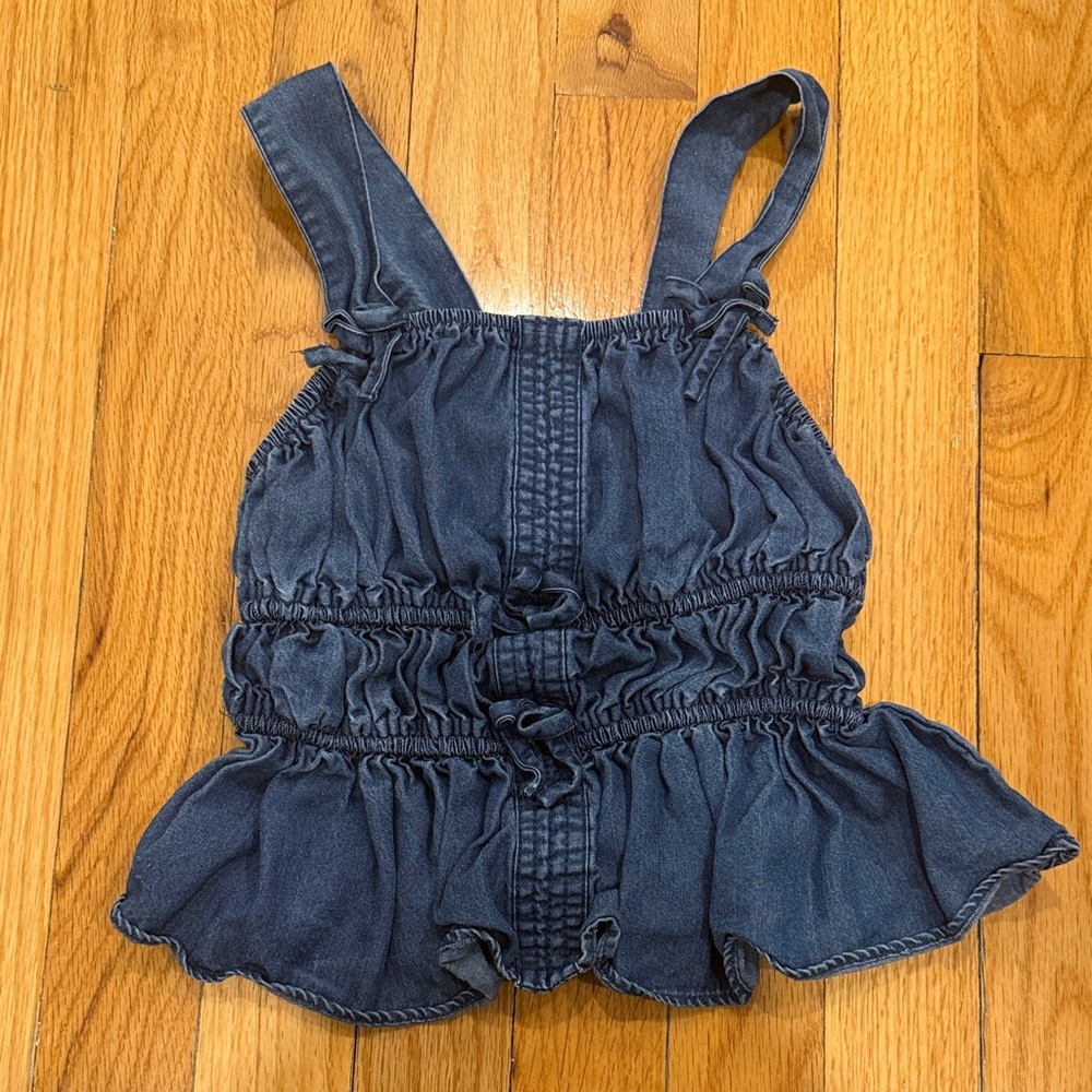 Habitual Kids Denim Ruffle Top Size 7/8